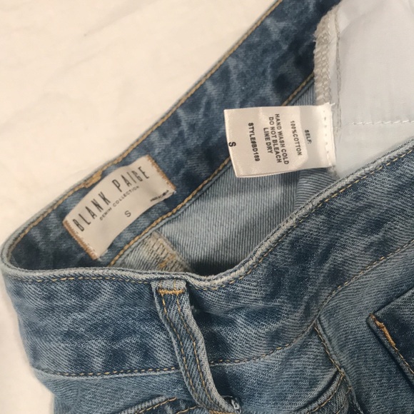 Blank Paige Denim Collection Wide Leg Mid Rise Med Wash Frayed Hem Slit Side S - Picture 11 of 16